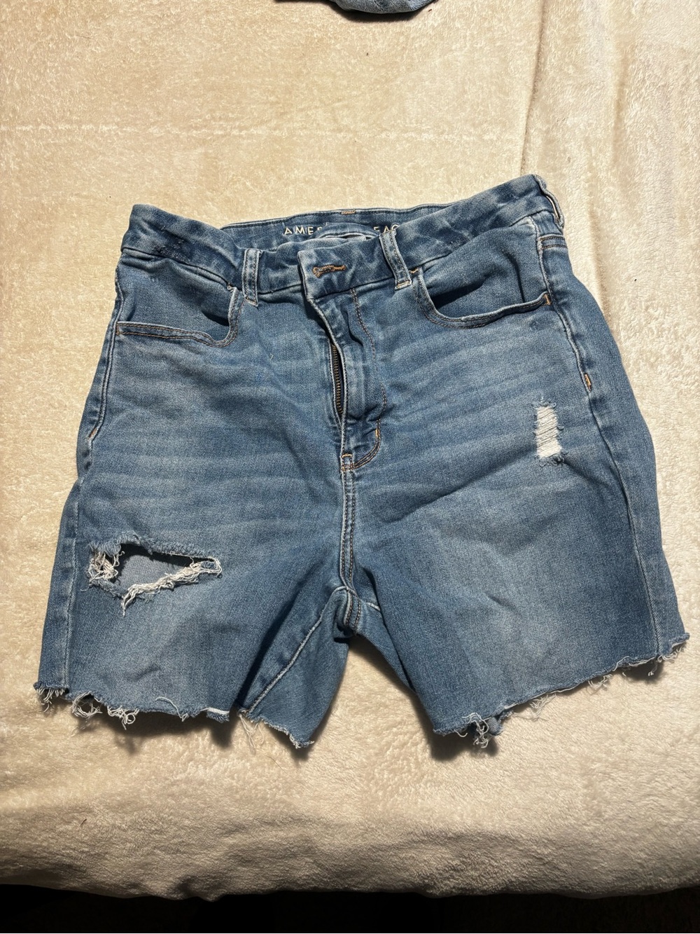 American Eagle Outfitters Medium Blue Distressed Denim Shorts